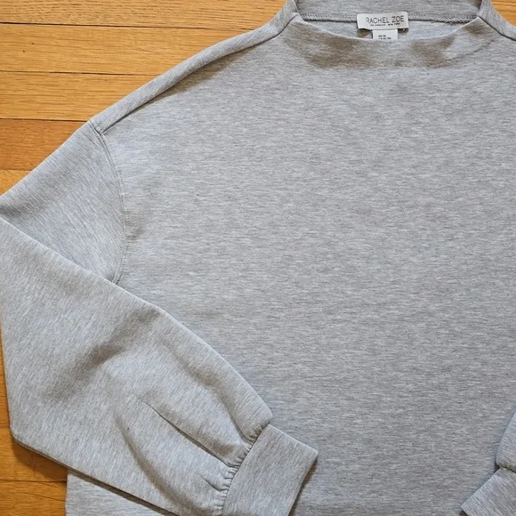 Rachel Zoe, Mockneck Boxy Drop Shoulder Sweatshirt, Gray, EUC, Women's XL - Picture 5 of 14